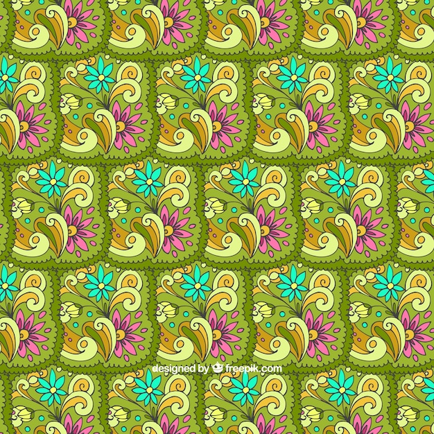 Vector gratuito fondo verde con decoración floral