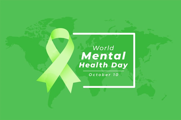 Vector gratuito fondo verde del día mundial de la salud mental de estilo plano con vector de mapa global