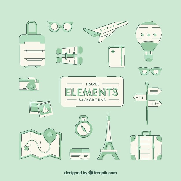 Fondo verde de elementos de vacaciones