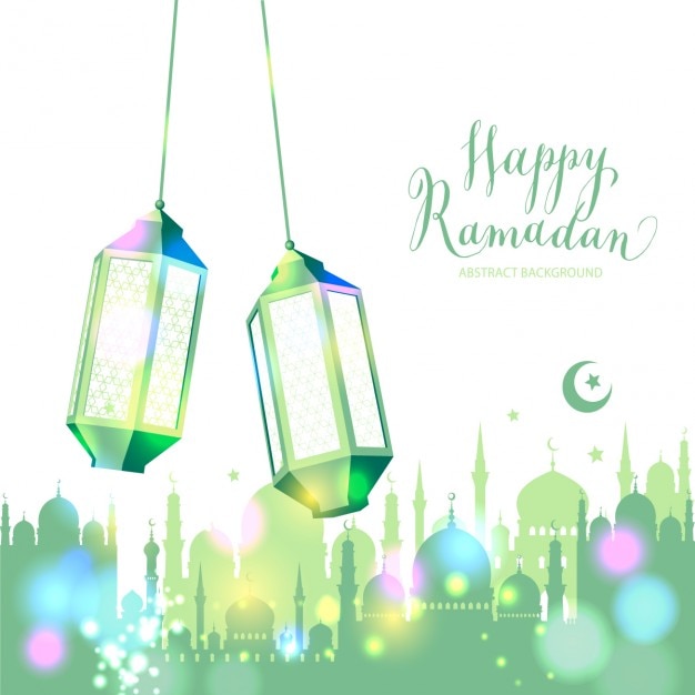 Vector gratuito fondo verde de feliz ramadán