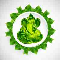 Vector gratuito fondo verde hermoso del concepto de la tarjeta de ganesh chaturthi