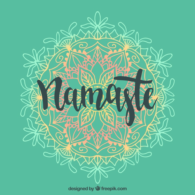 Vector gratuito fondo verde de namaste con mandala de acuarela