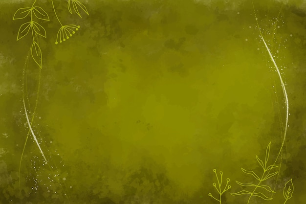 Fondo verde oliva dibujado a mano