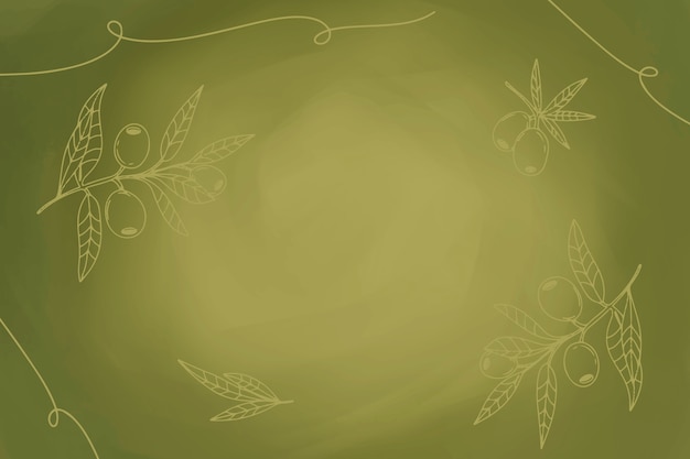 Fondo verde oliva dibujado a mano