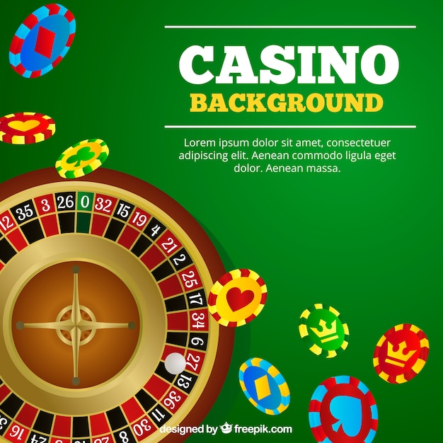 Vector gratuito fondo verde de ruleta con fichas