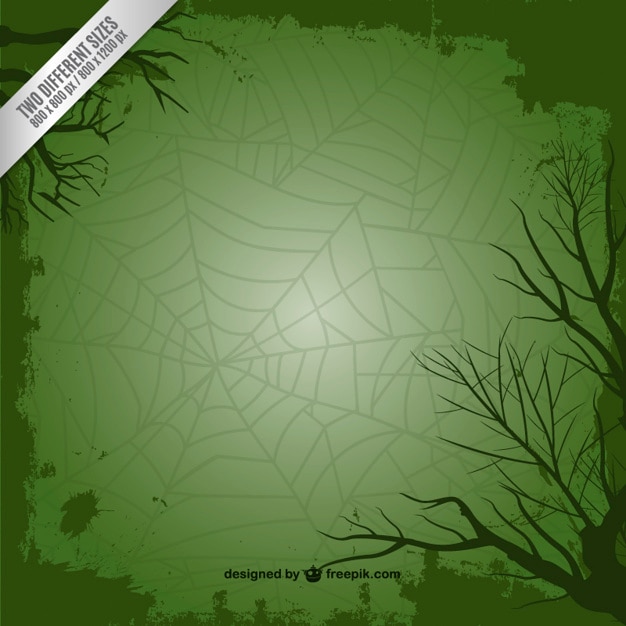 Vector gratuito fondo verde con tela de araña para halloween