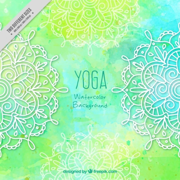 Vector gratuito fondo verde de la yoga con mandalas ornamentales