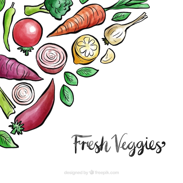 Fondo de verduras con estilo de acuarela