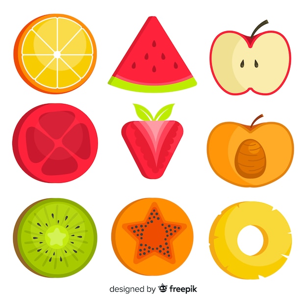 Vector gratuito fondo de verduras y frutas en diseño plano