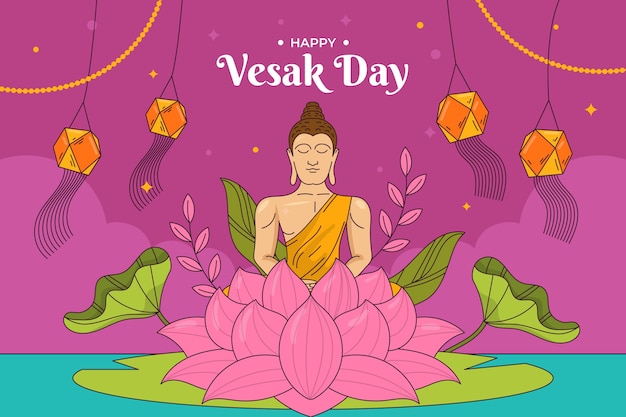 Vector gratuito fondo de vesak dibujado a mano