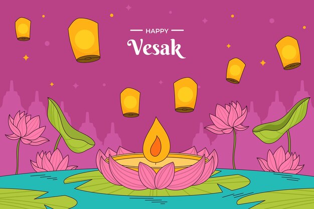 Fondo de vesak dibujado a mano