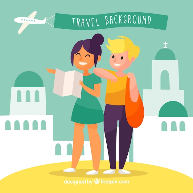 Vector gratuito fondo de viajar con dos mujeres