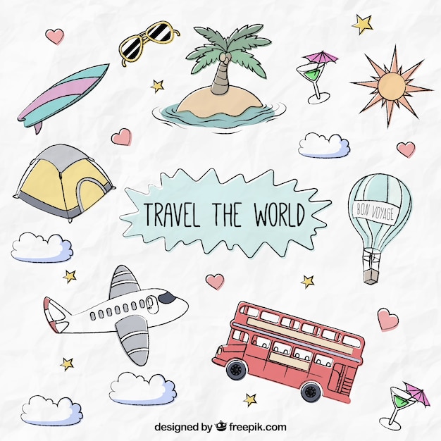 Fondo de viajar con elementos
