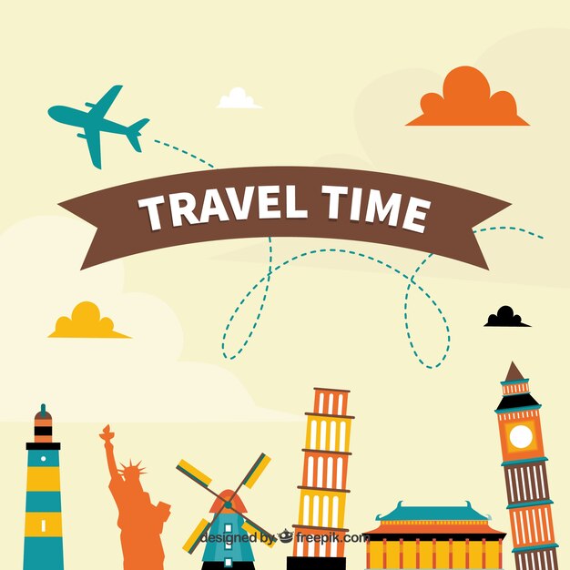 Fondo de viajar en estilo flat