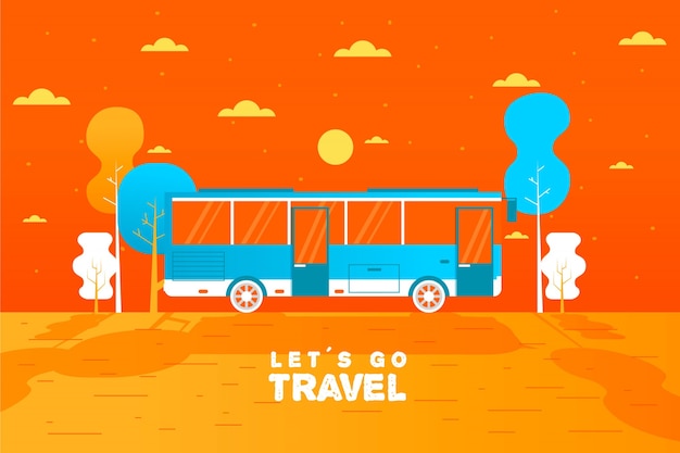 Vector gratuito fondo viaje autobús plano