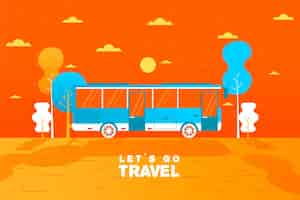 Vector gratuito fondo viaje autobús plano