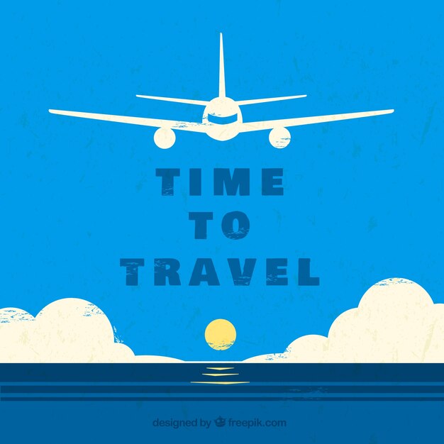 Fondo de viaje con avión en estilo plano