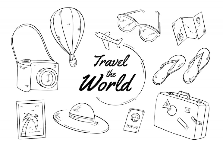 Vector gratuito fondo de viaje dibujado a mano