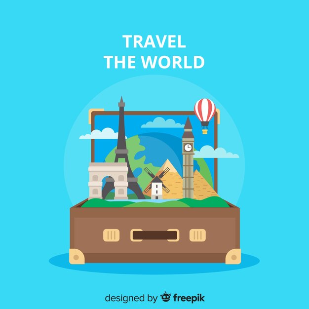 Fondo de viaje en diseño plano