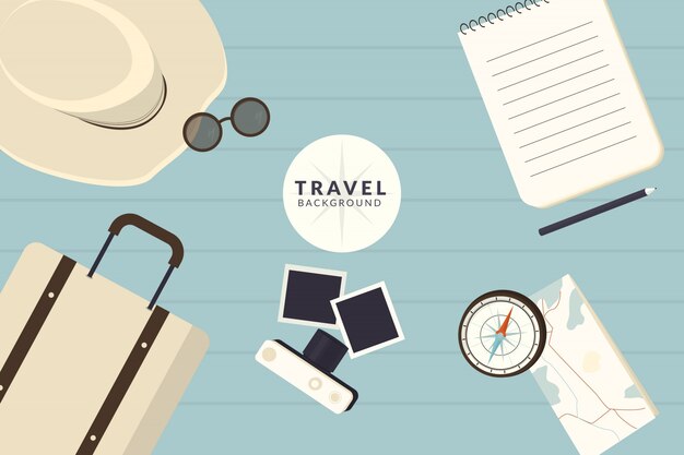 Fondo de viaje en diseño plano