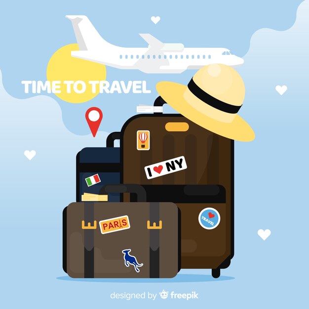 Fondo de viaje en diseño plano