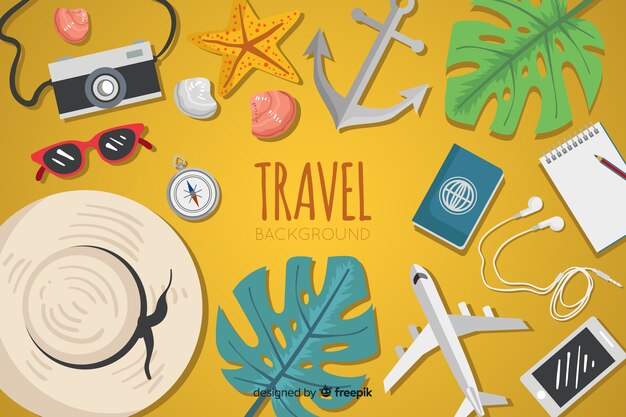 Fondo de viaje en diseño plano