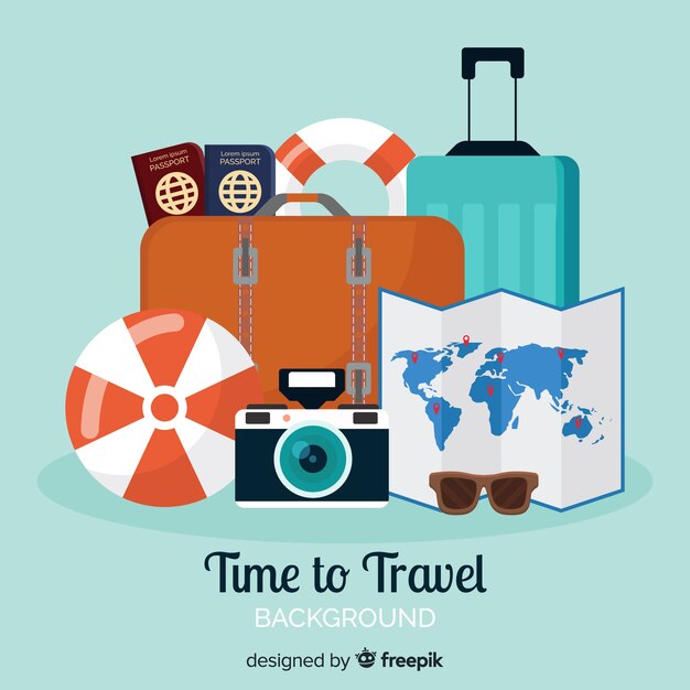 Fondo de viaje en diseño plano
