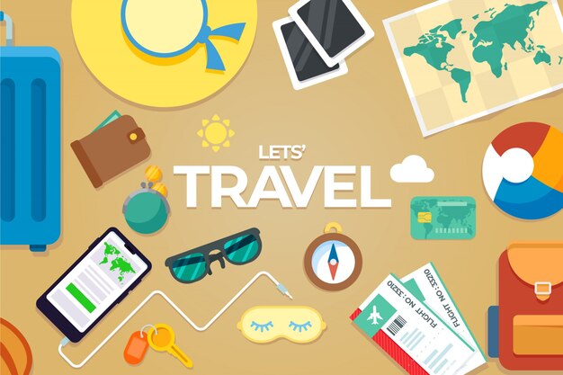 Fondo de viaje en diseño plano