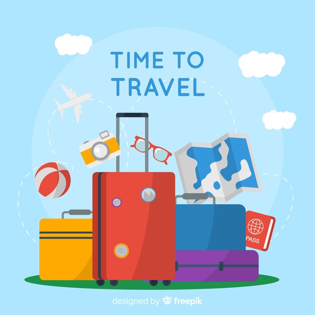 Fondo de viaje en diseño plano