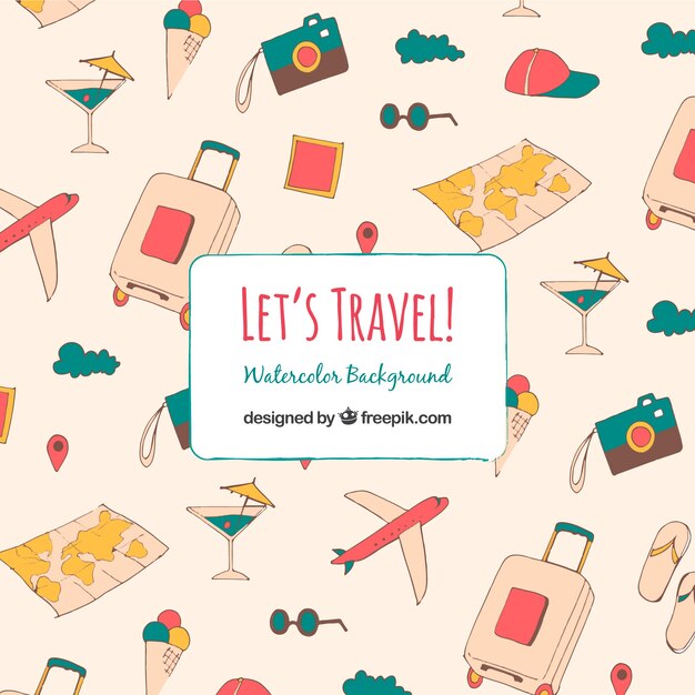 Fondo de viaje en estilo hecho a mano
