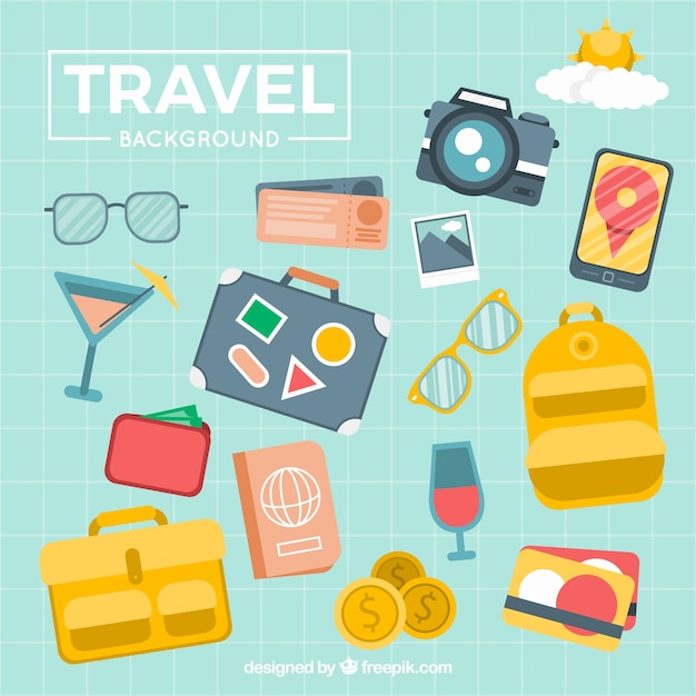 Fondo de viaje en estilo plano