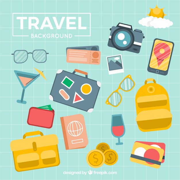 Fondo de viaje en estilo plano
