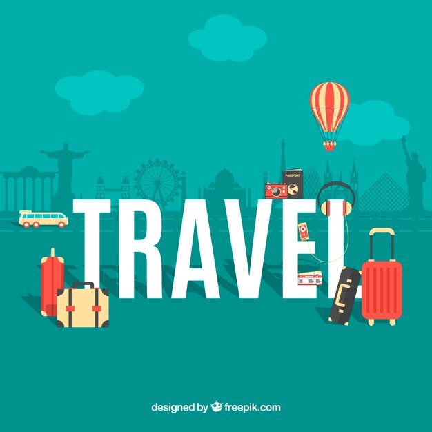 Fondo de viaje en estilo plano