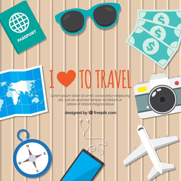 Fondo de viaje en estilo plano