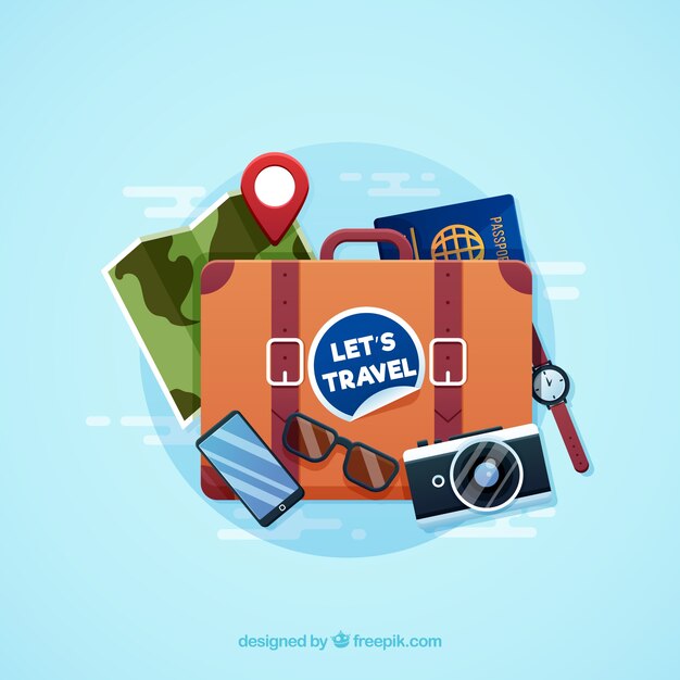 Fondo de viaje en estilo plano