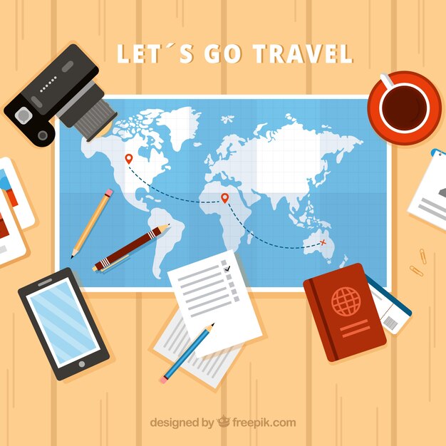 Fondo de viaje en estilo plano