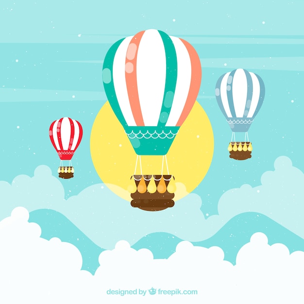 Fondo de viaje de globo aerostático