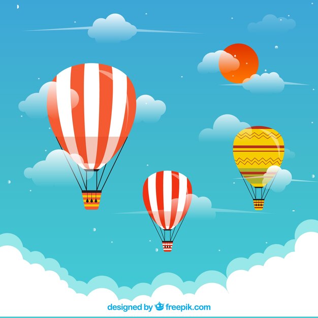 Fondo de viaje de globo aerostático