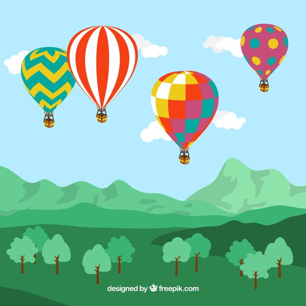 Fondo de viaje de globo aerostático