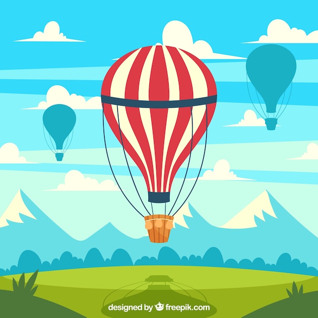 Fondo de viaje de globo aerostático