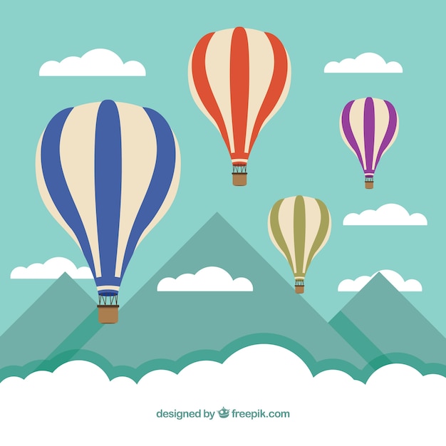 Fondo de viaje de globo aerostático