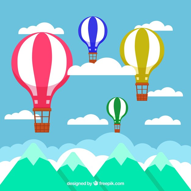 Fondo de viaje de globo aerostático