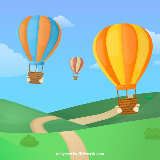 Fondo de viaje de globo aerostático
