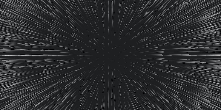 Vector gratuito fondo de viaje de velocidad de la luz. movimiento céntrico de estelas de estrellas.