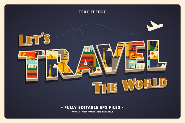 Fondo de viajes de vacaciones con efecto de texto