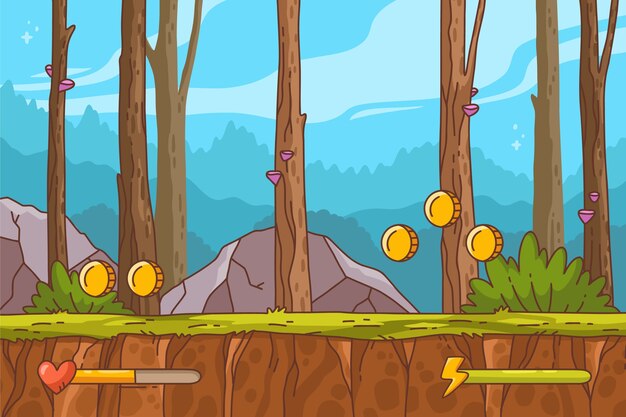 Fondo de videojuego dibujado a mano
