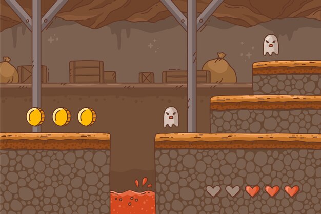 Fondo de videojuego dibujado a mano