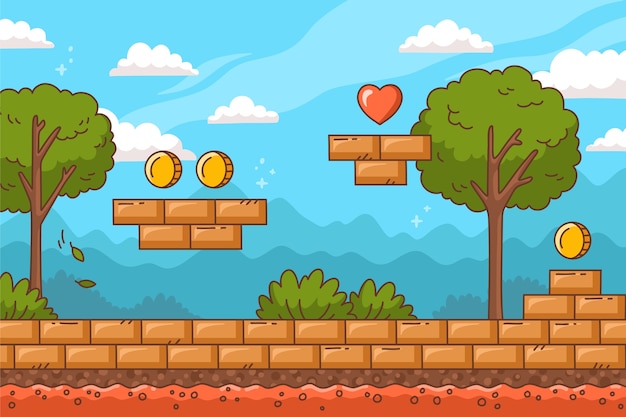Fondo de videojuego dibujado a mano
