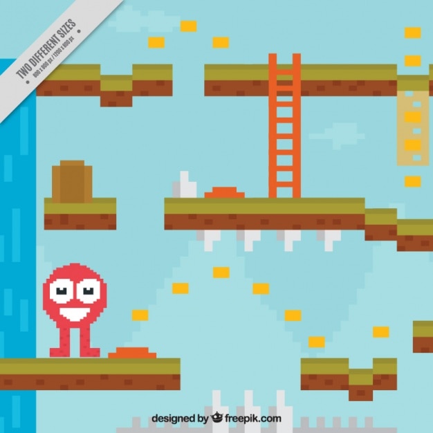 Fondo de videojuego de plataforma con simpático personaje