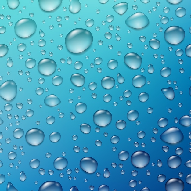 Fondo de vidrio azul mojado